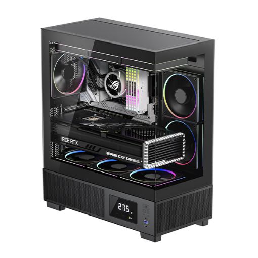 Dark Ghost X6 Fish Tank With Screen Fixed RGB ATX Mid Tower Desktop Gaming Casing
